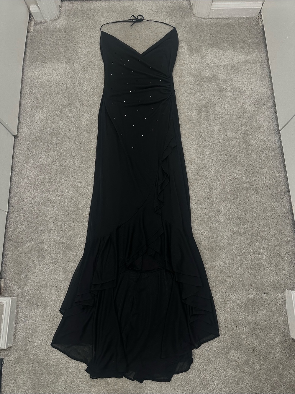 Rampage VINTAGE Halter Ruffle Evening Gown in Black Size Medium